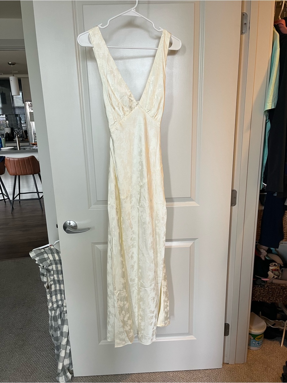 Petal & Pup Ivory Floral V-Neck Midi Slip Dress